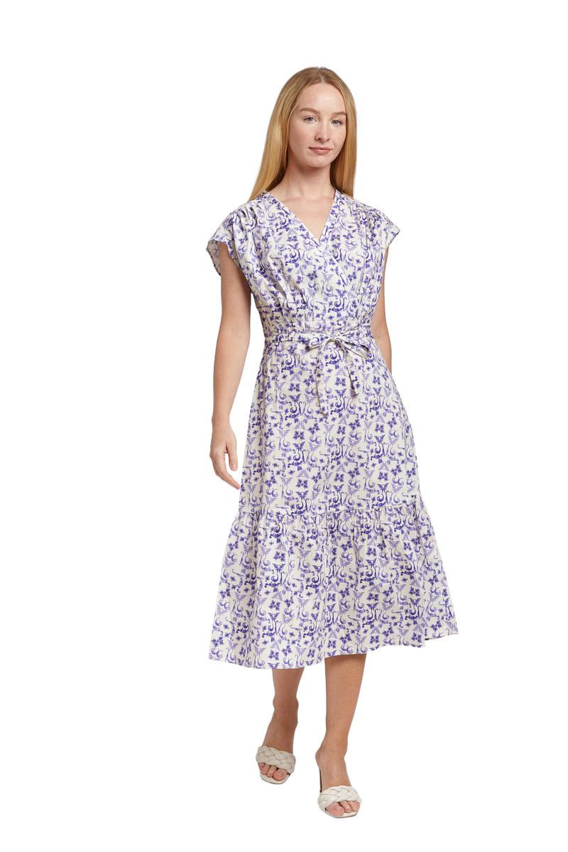 Poppy Dress in Indigo Botanica