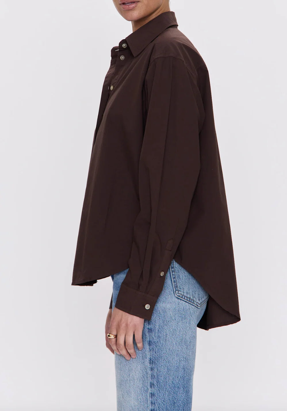 Finlay Oversized Button Up Blouse in Mocha