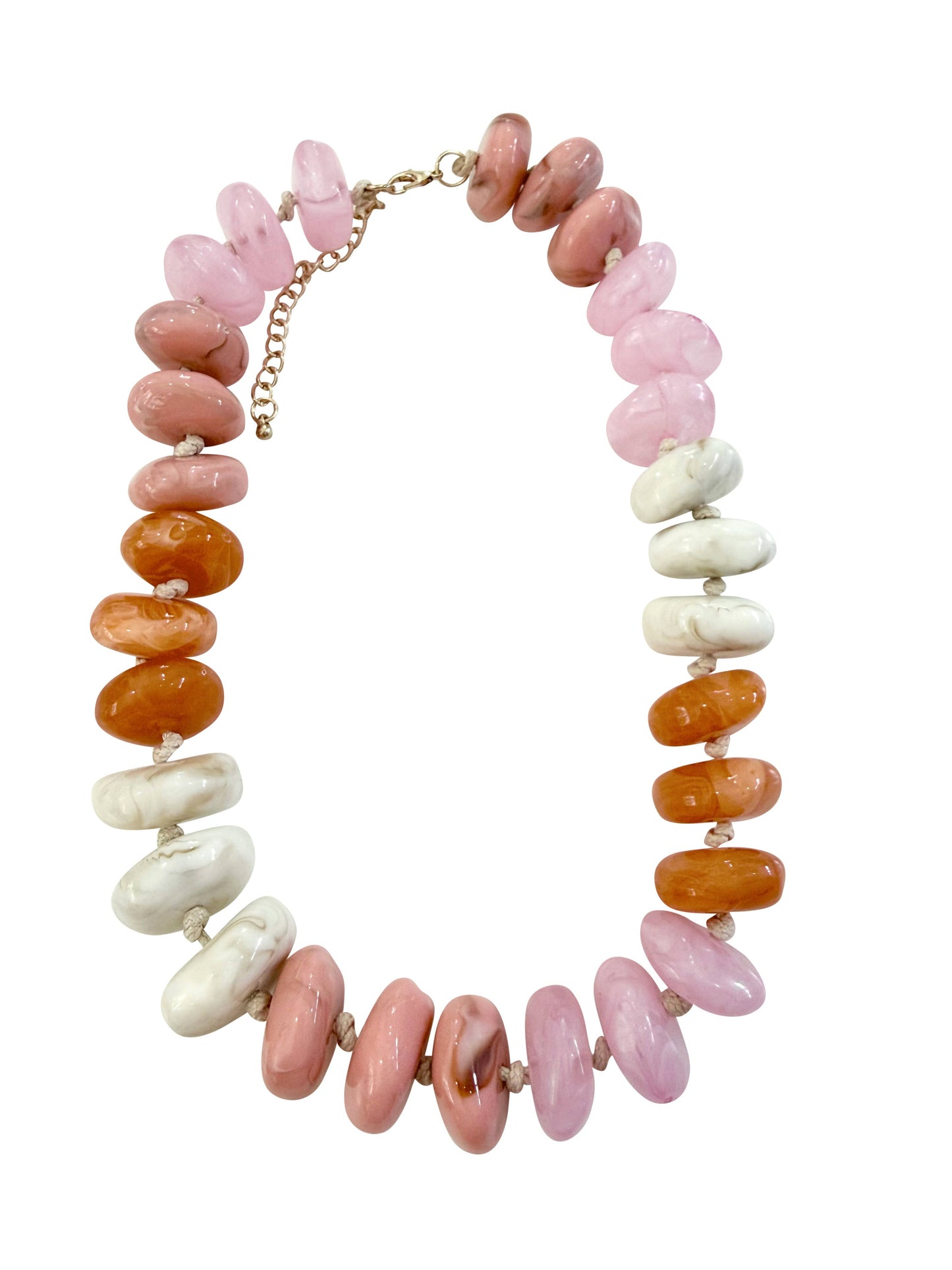Delray Chunky Beaded Necklace- Pink/Orange Mix