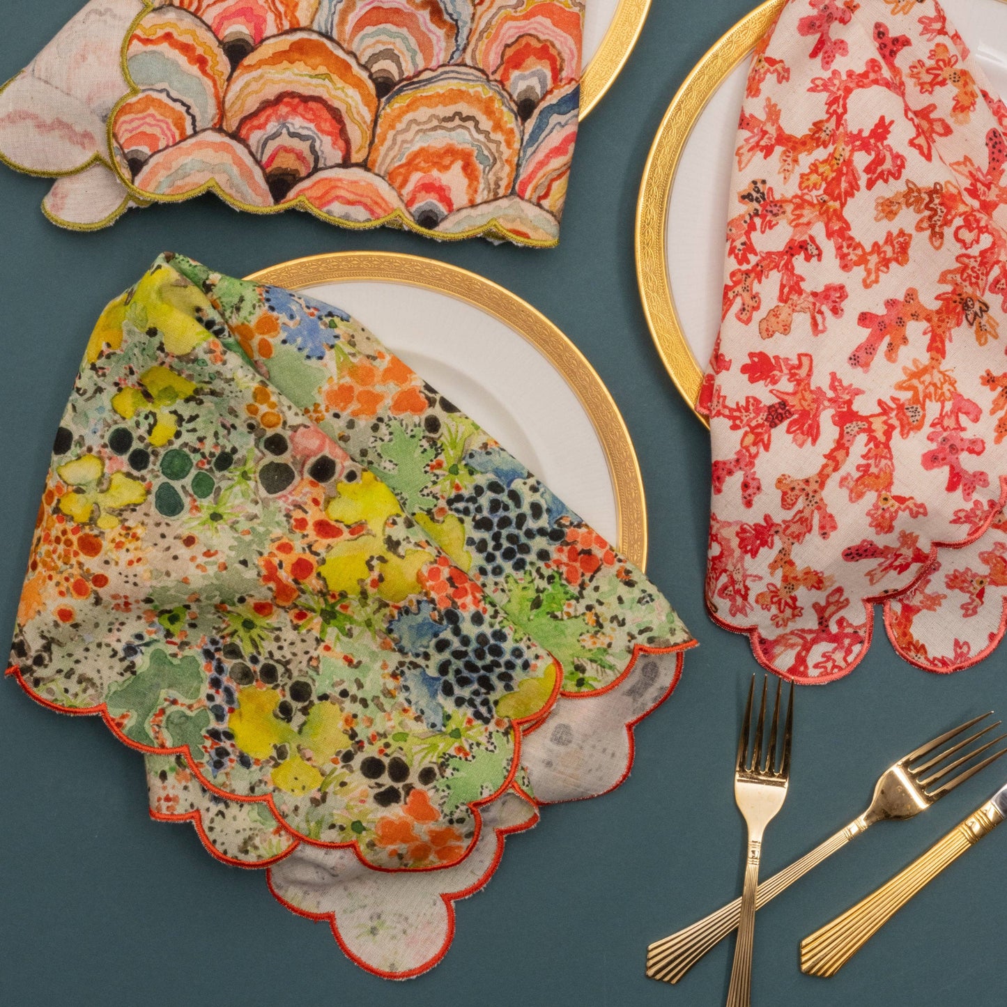 Scallop Napkin- Lichen set of 4