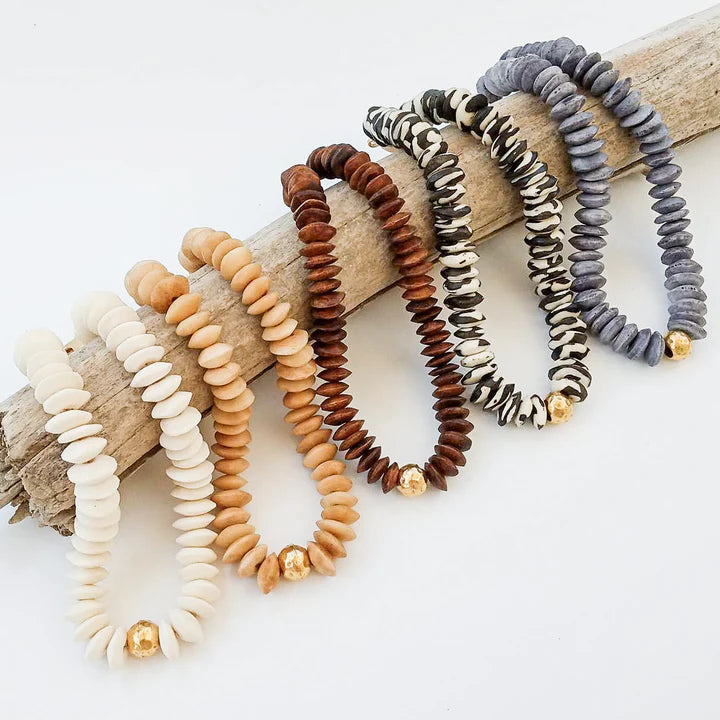 Heishi Bone Choker w/ Hammered Ball