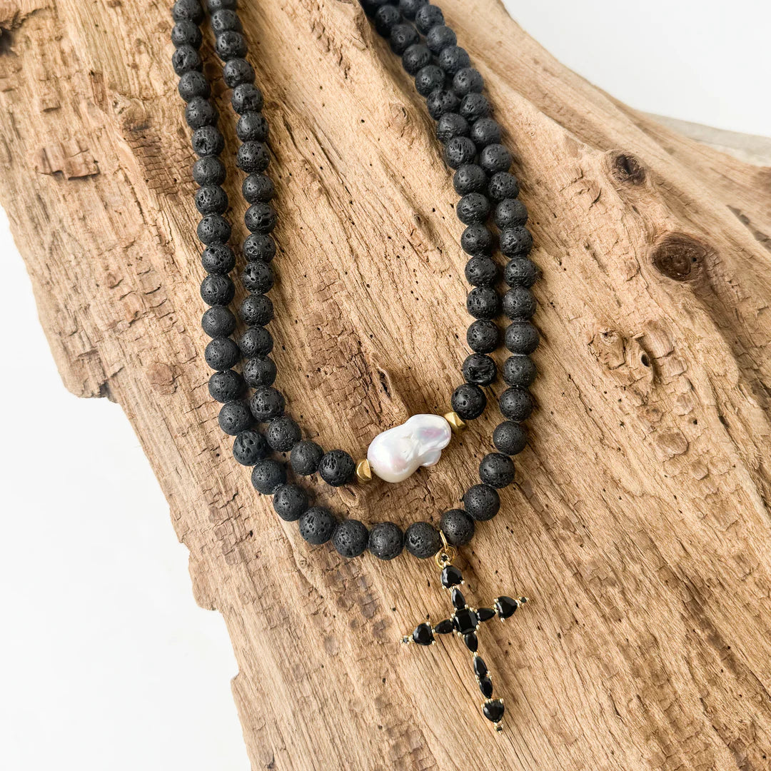 Gothic Rhinestone Cross on Gemstone