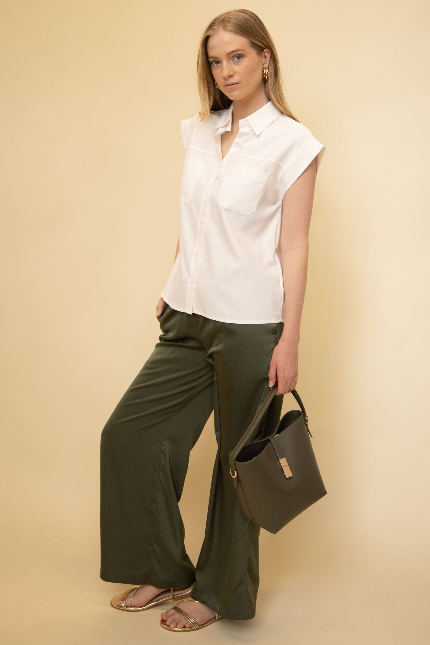 Solid Satin Wide Leg Pants