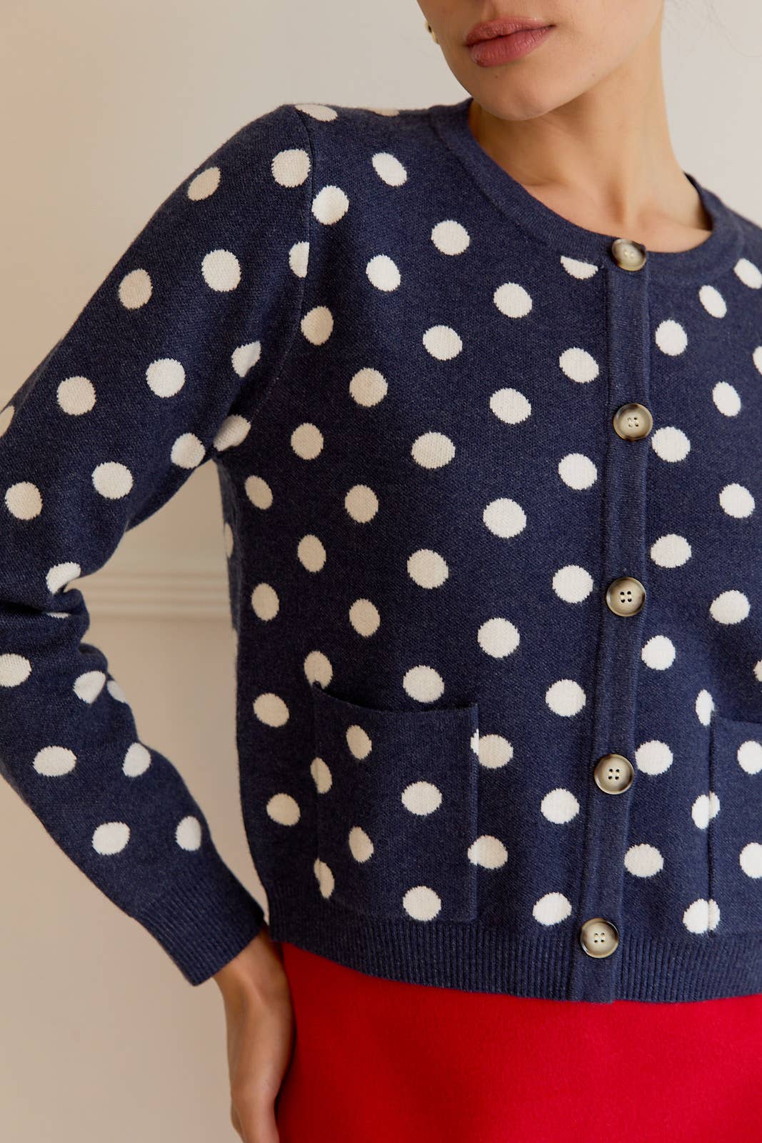 Polka Dot Knit Cardigan