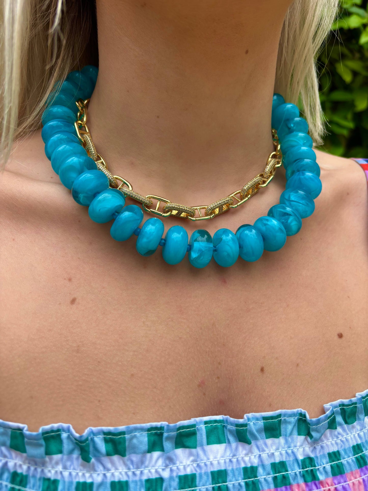 Bailey Chunky Beaded Necklace- Cream