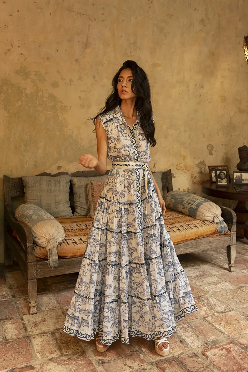 Georgina Long Dress in Blue