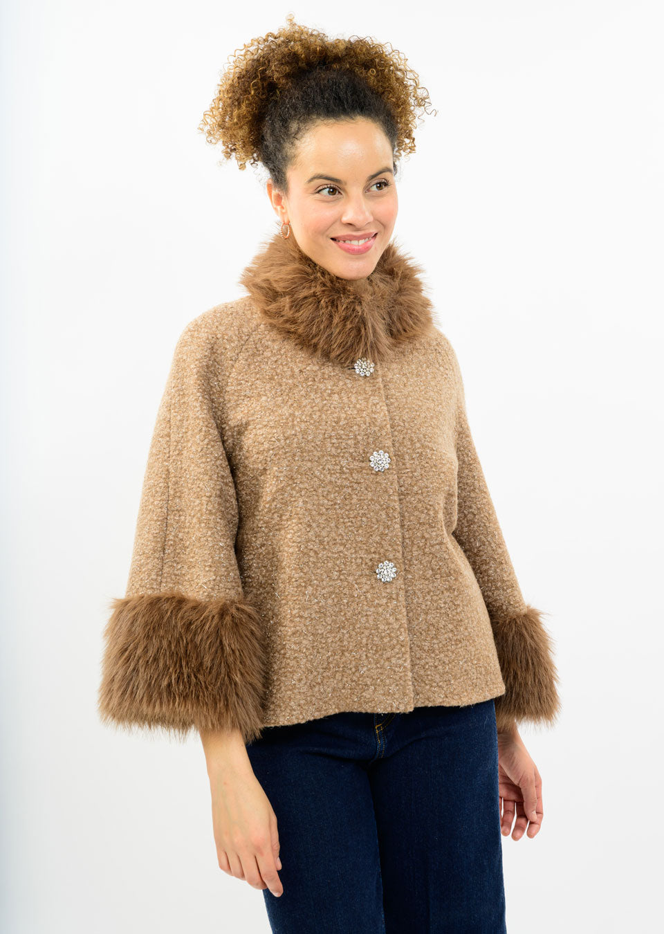 Boucle Sparkle Fur Jacket