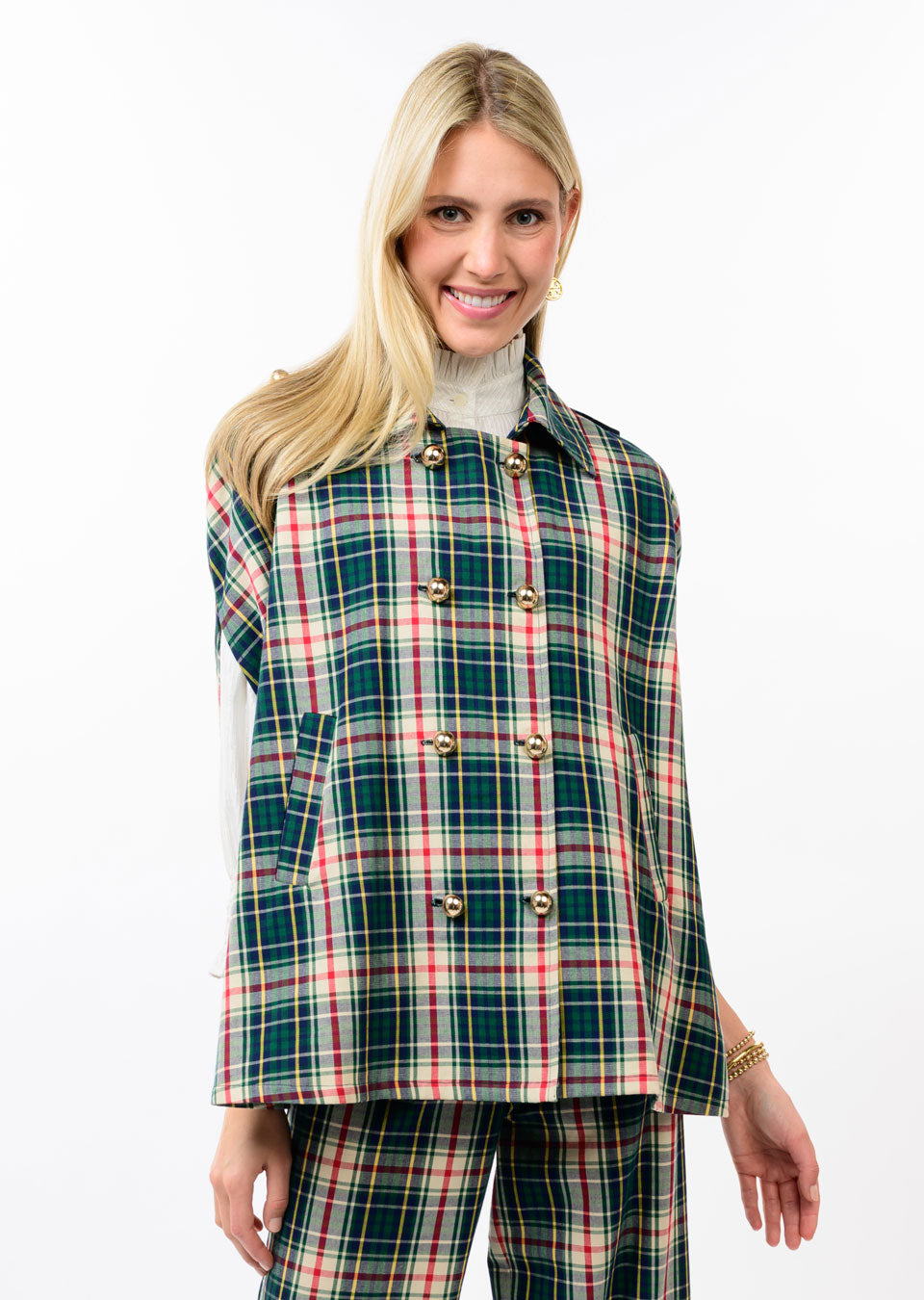 Hunter Plaid Double Breasted Cape