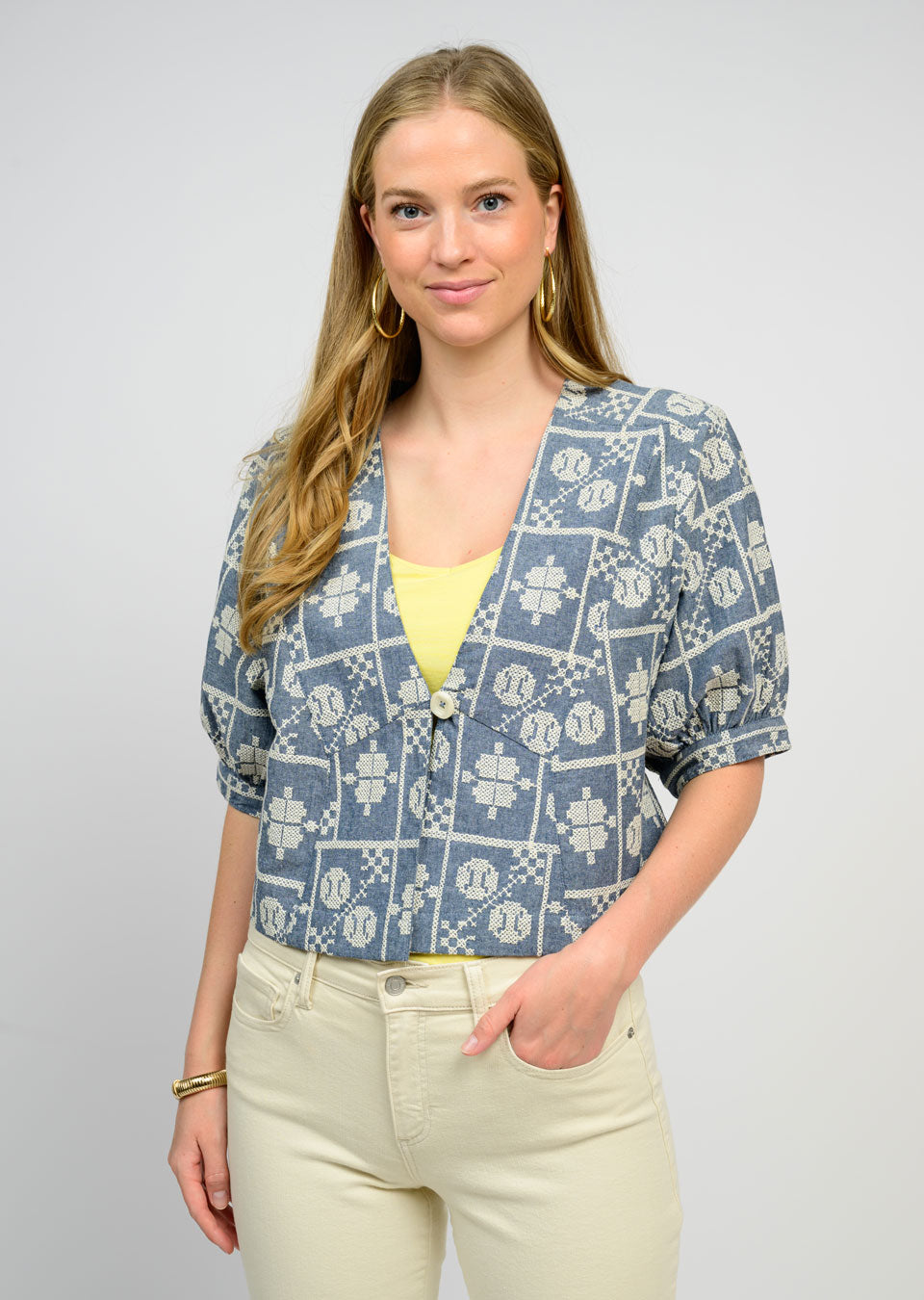 Chambray Embroidered Pant