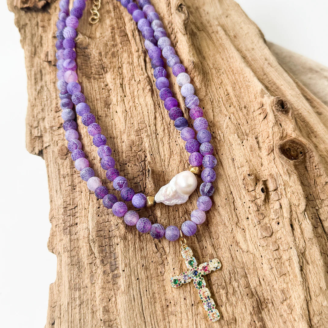 Multicolor Cross on Gemstone