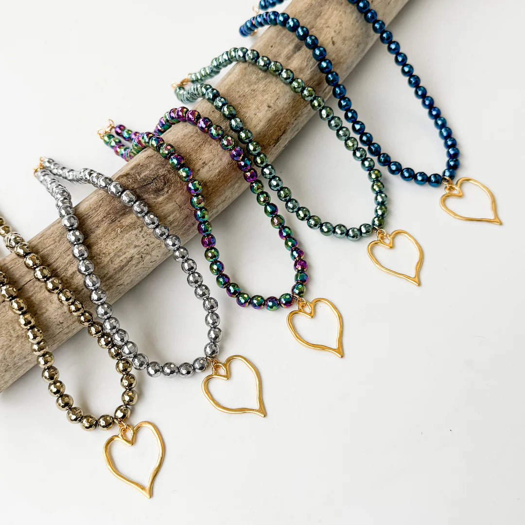 Gemstone Necklace with Heart