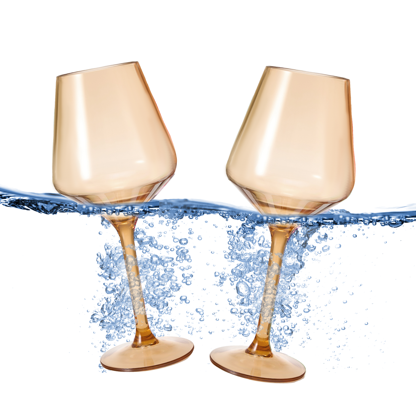 Floating Acrylic Plastic Stemmed Wine Glass - Tan Color