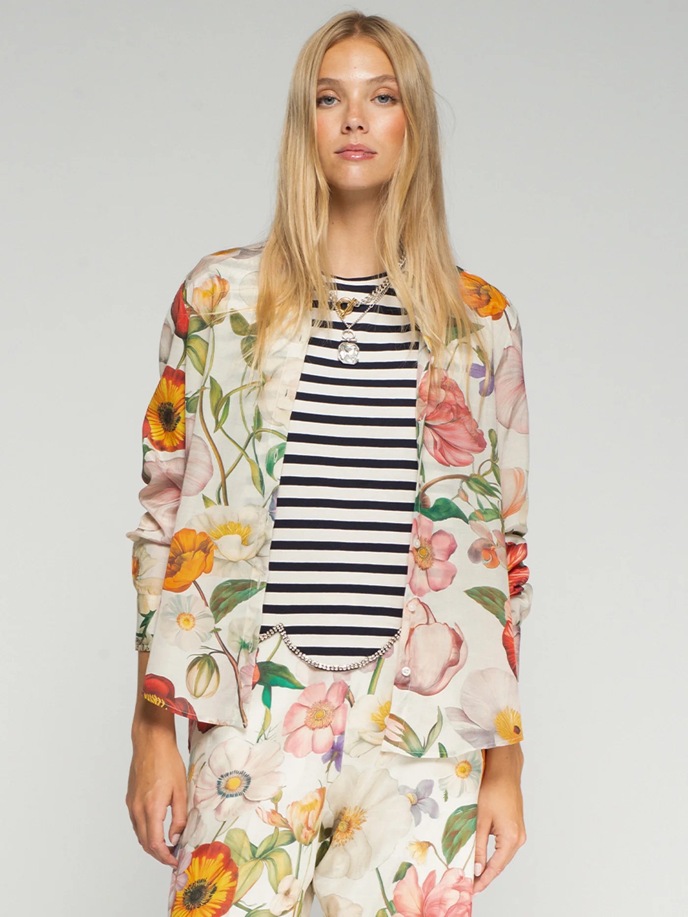 Illustrated Floral Print Blouse