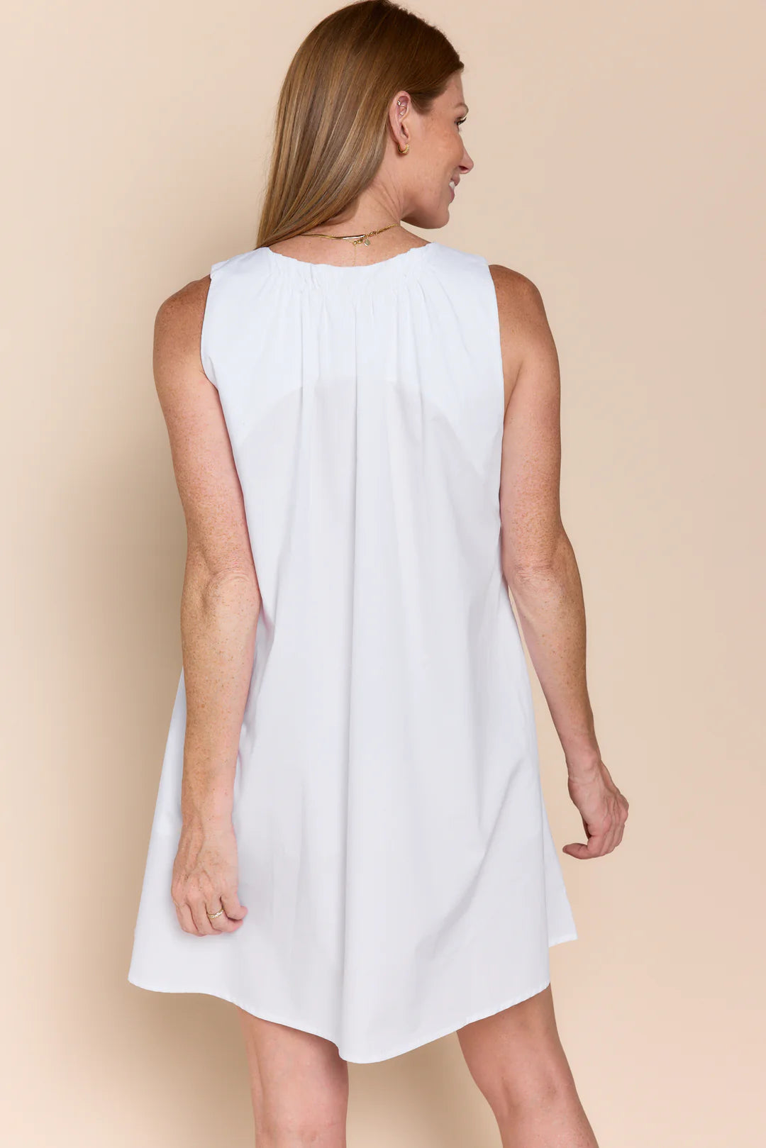 Penelope Dress in White w/ Black Bow