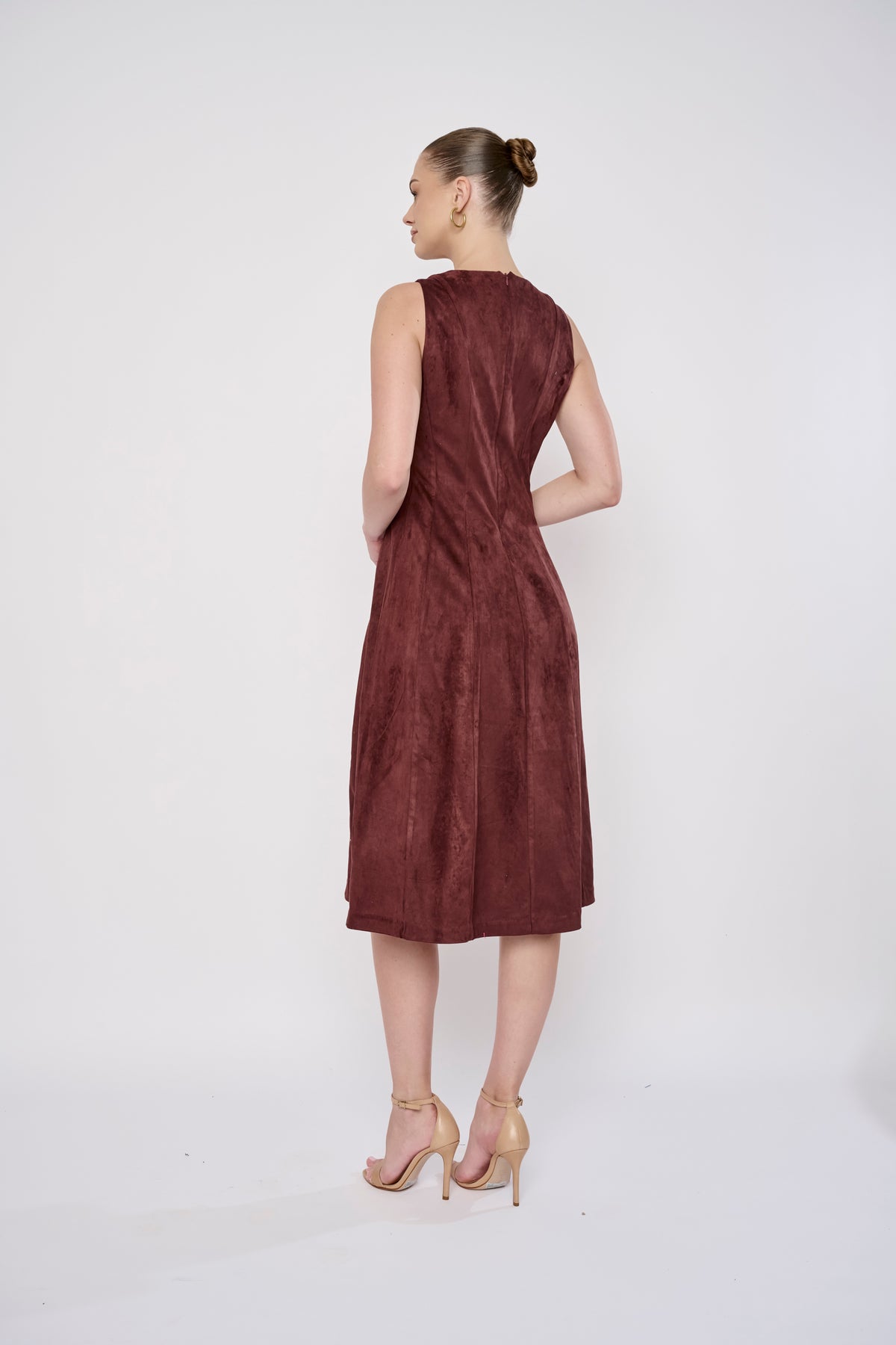 Liana Dress in Maroon Suede