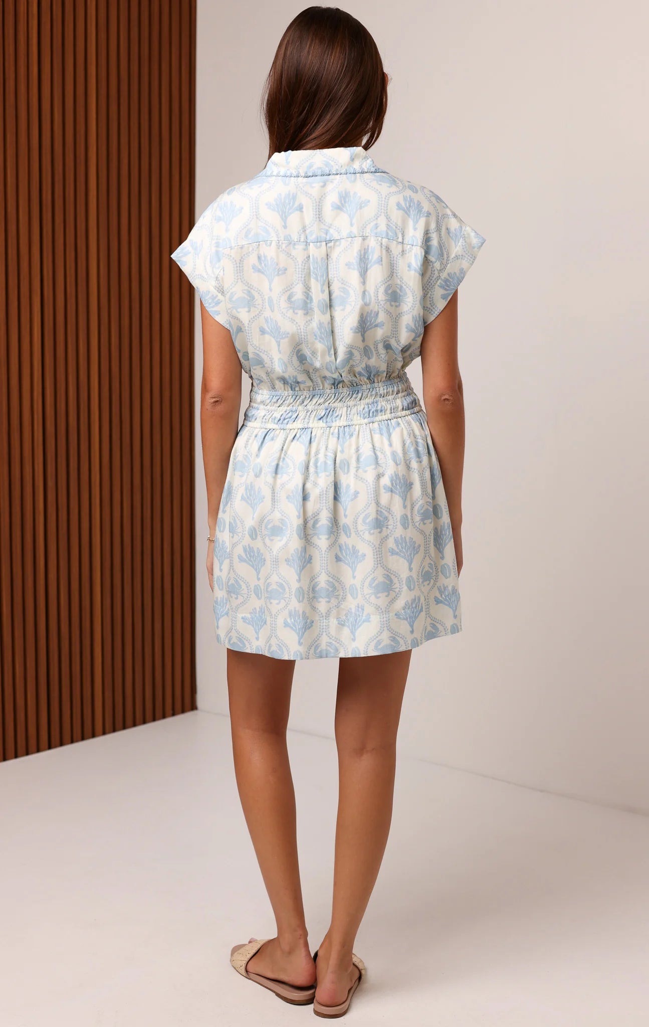 Kendra Mini Dress in Tide Trellis