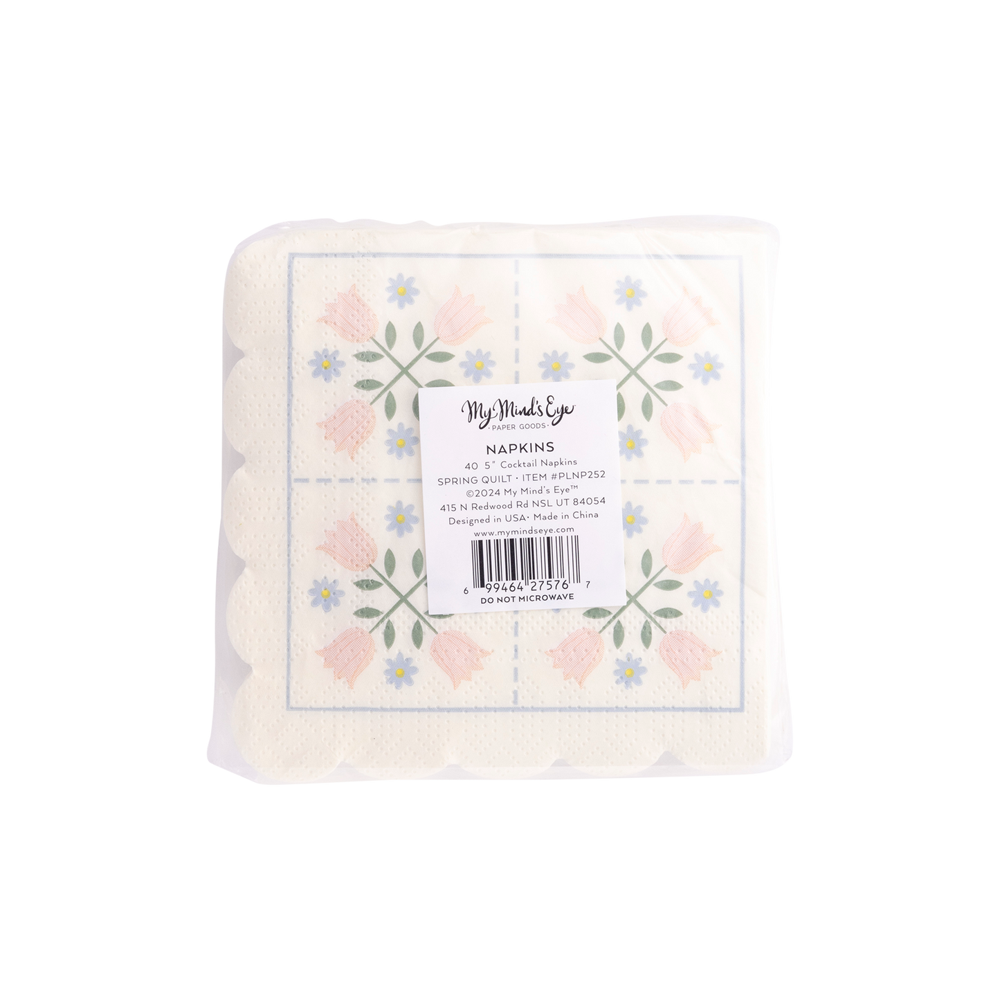 PLNP252 - Spring Quilt Scallop Paper Cocktail Napkin