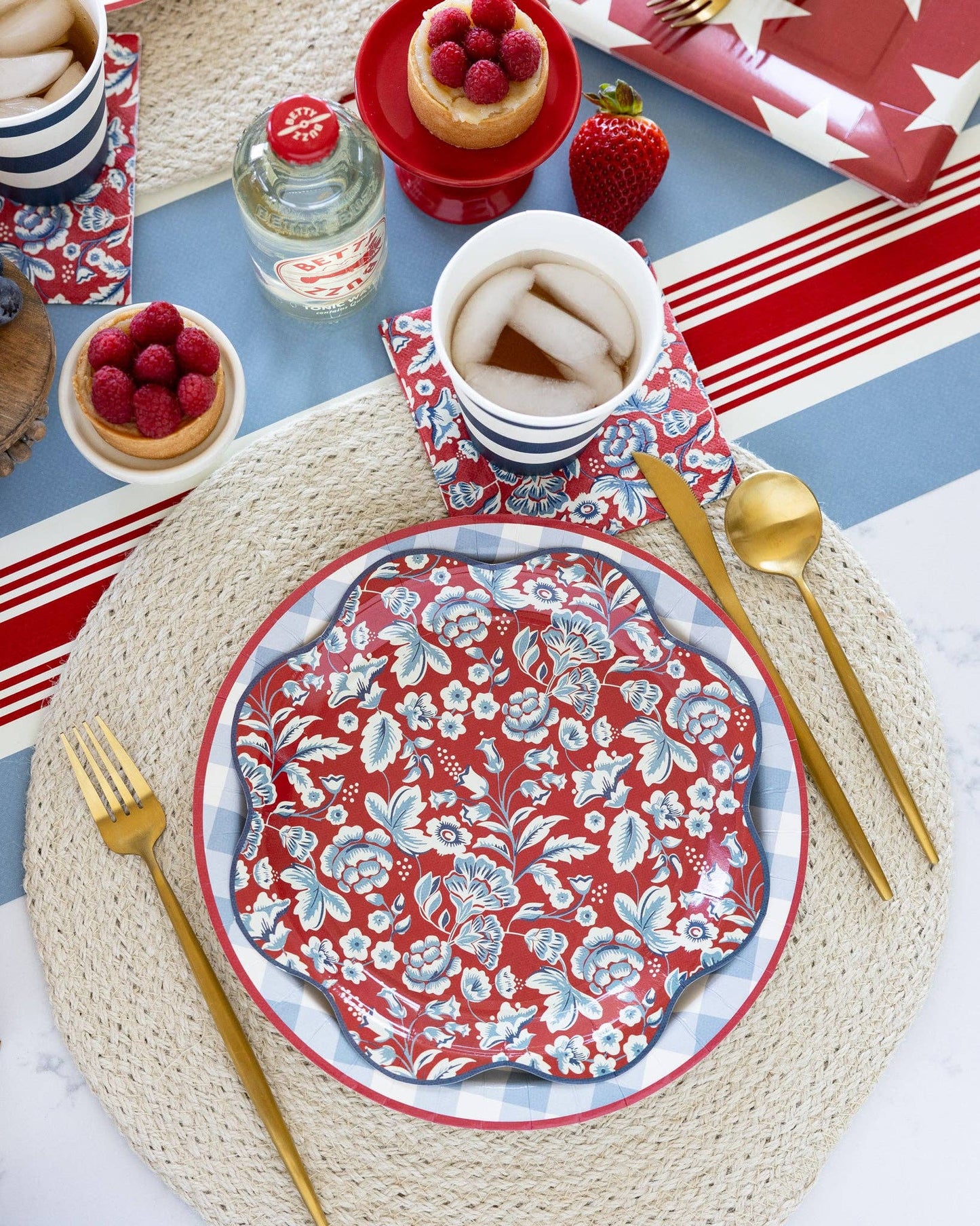 HAM1040 - Hamptons Chambray Gingham Paper Plate