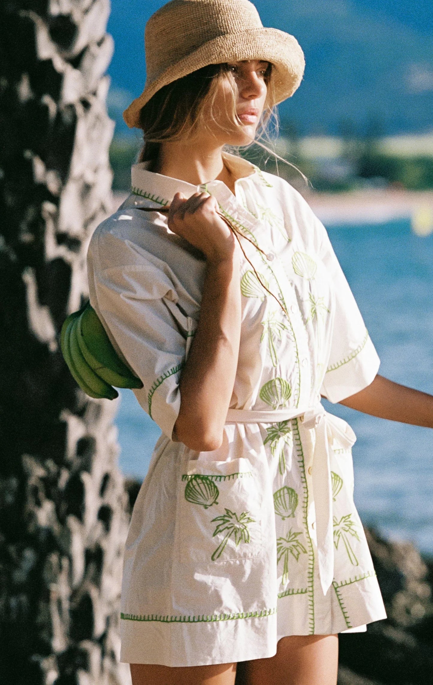 Patricia Shirt Dress in Seashell Embroidery
