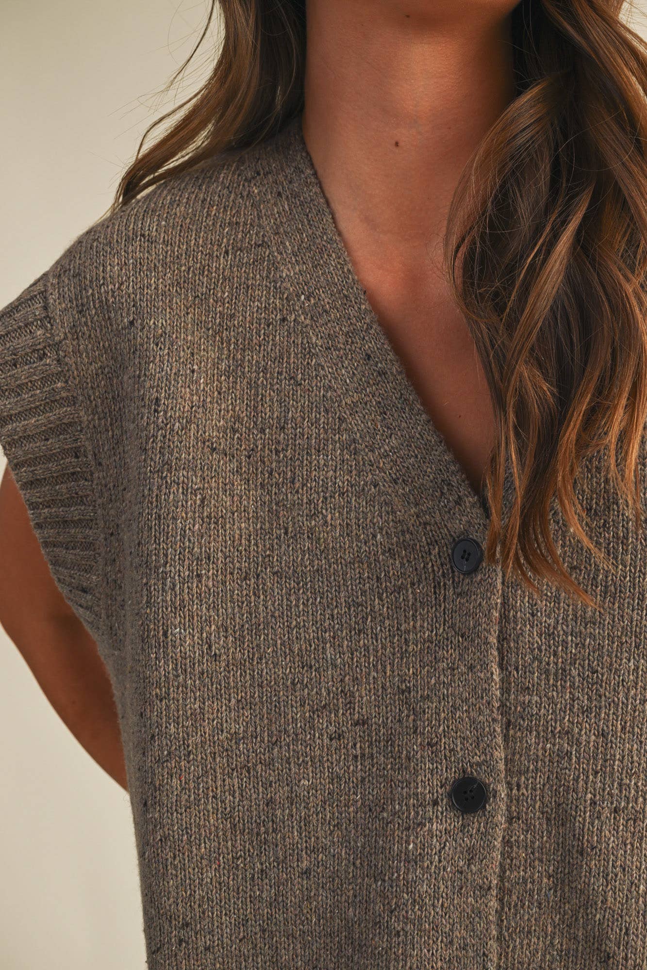 Oversized Button Front Sweater Vest