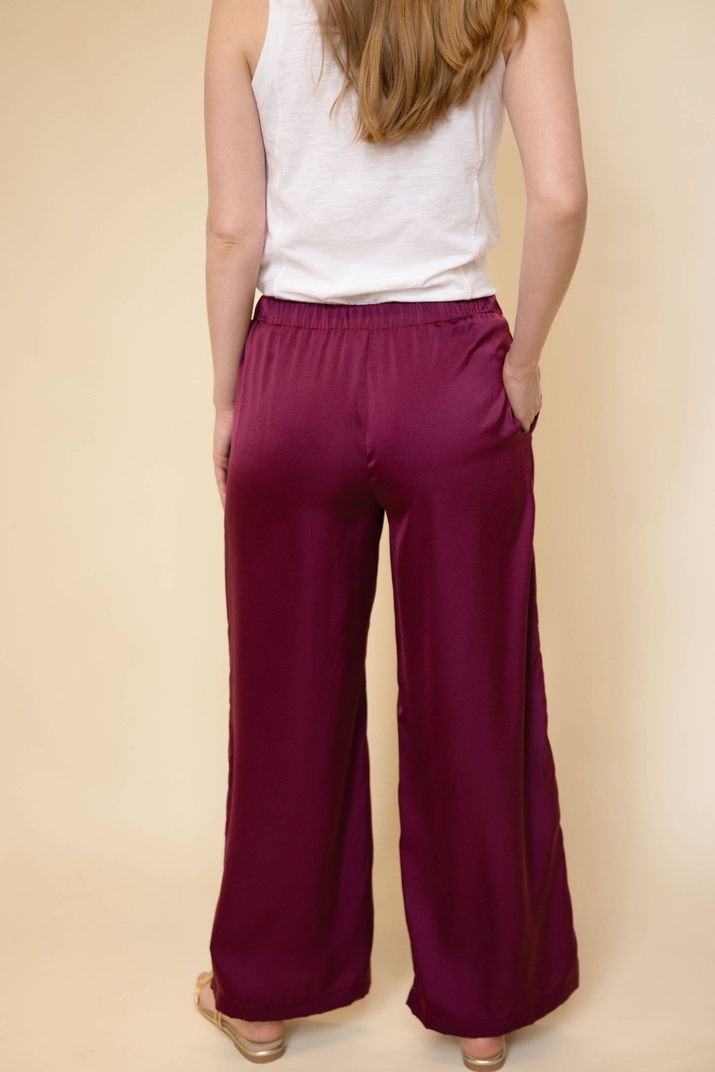 Solid Satin Wide Leg Pants