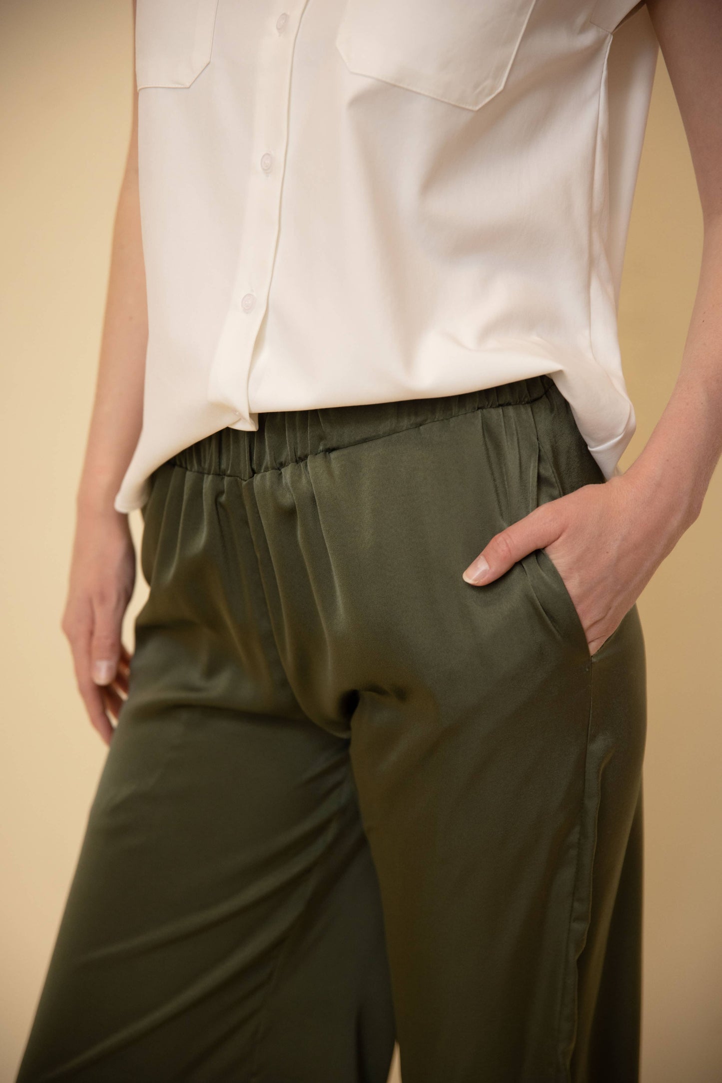 Solid Satin Wide Leg Pants