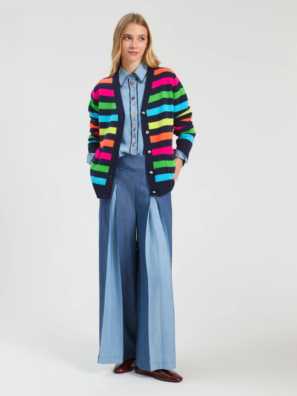 Tencel Chambray Palazzo Trousers