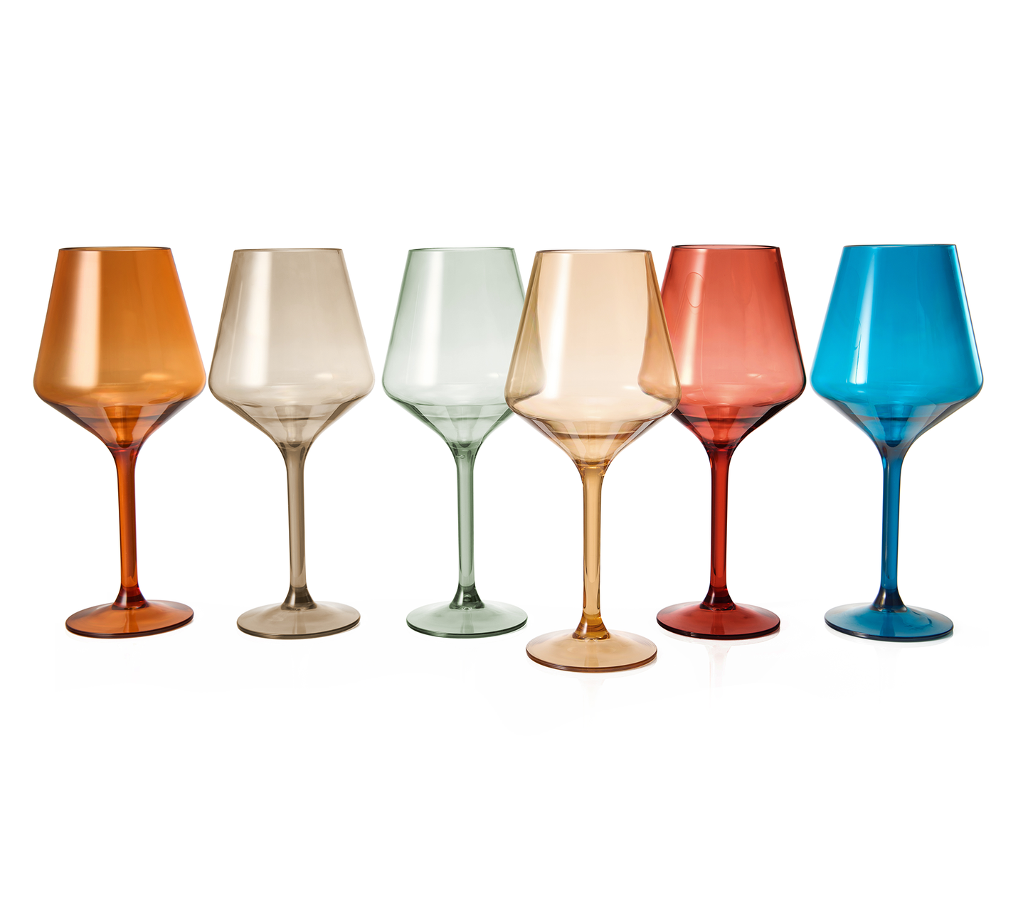 Pastel Unbreakable Acrylic Wine Glasses Set of 6