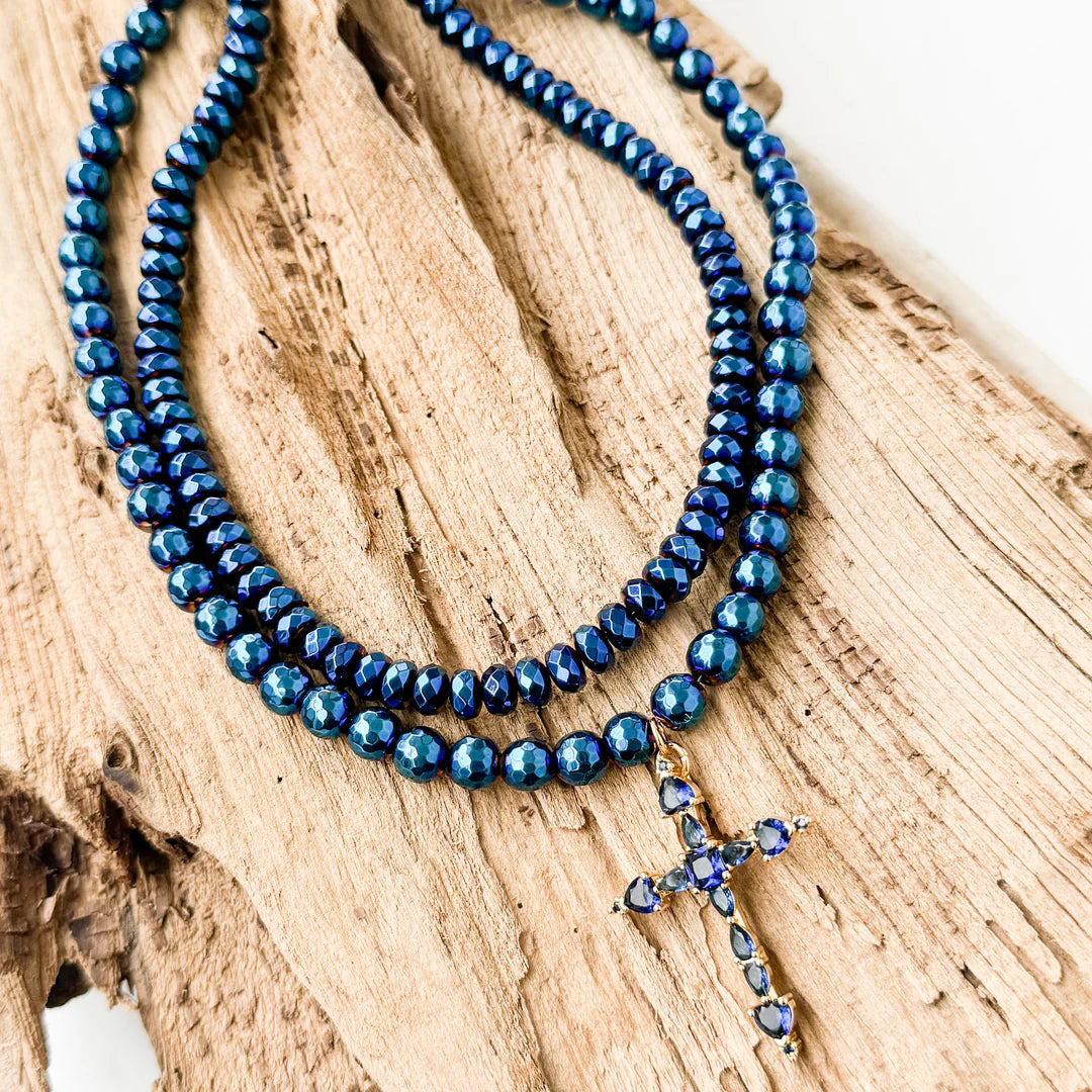 Gothic Rhinestone Cross on Gemstone