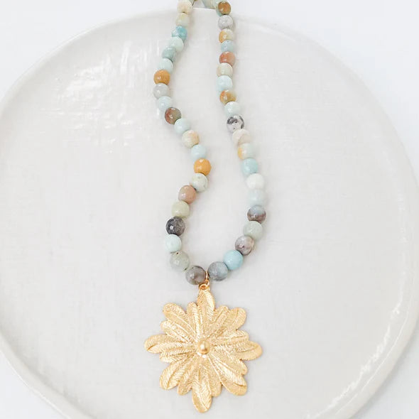 Gemstone Floral Necklace