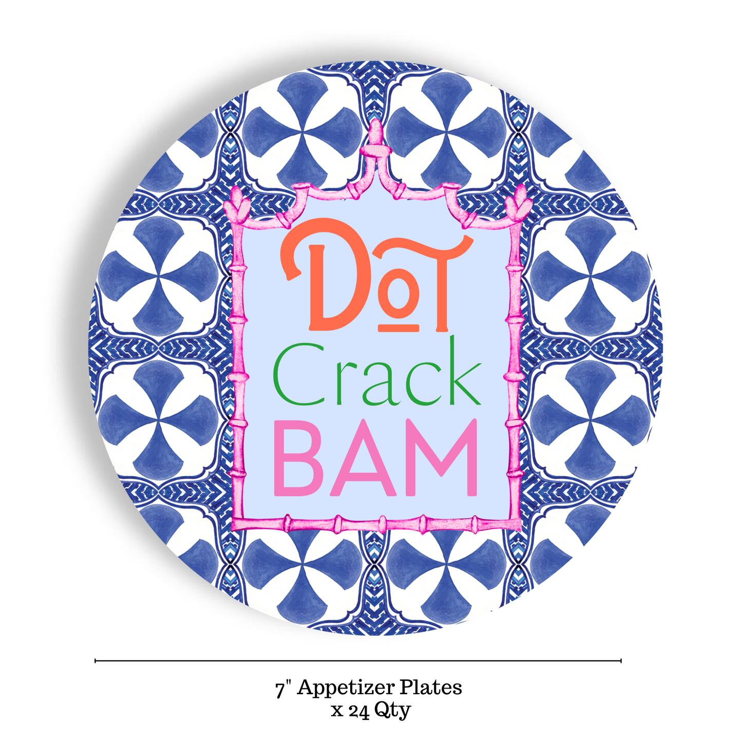 Mahjong Blue Tiles 24ct 7" Paper Plates– Appetizer/Dessert
