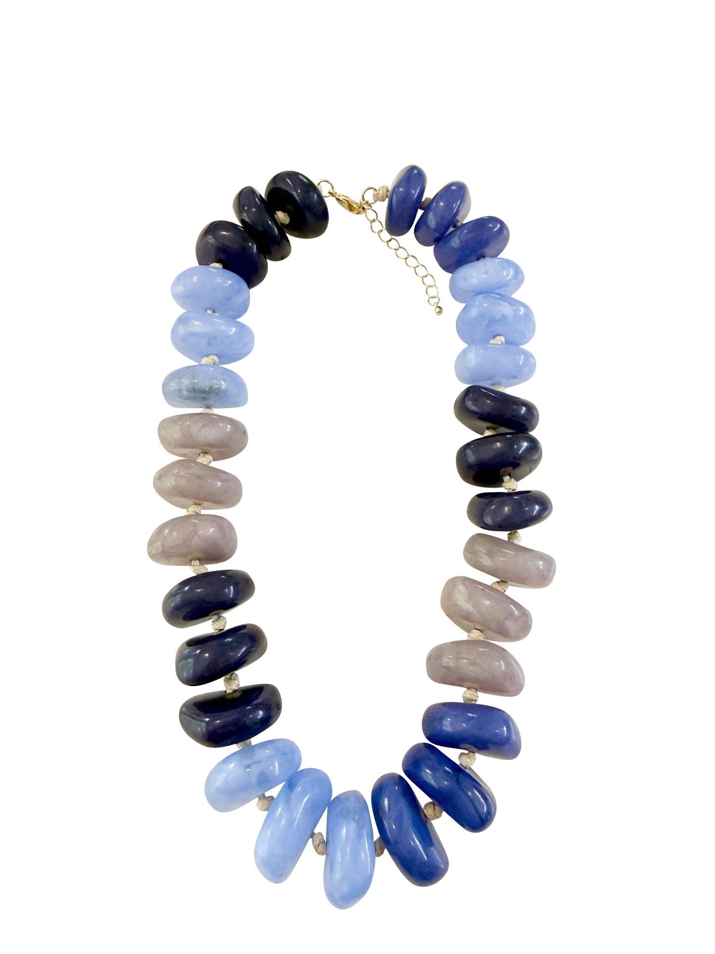 Delray Chunky Beaded Necklace- Blue Mix