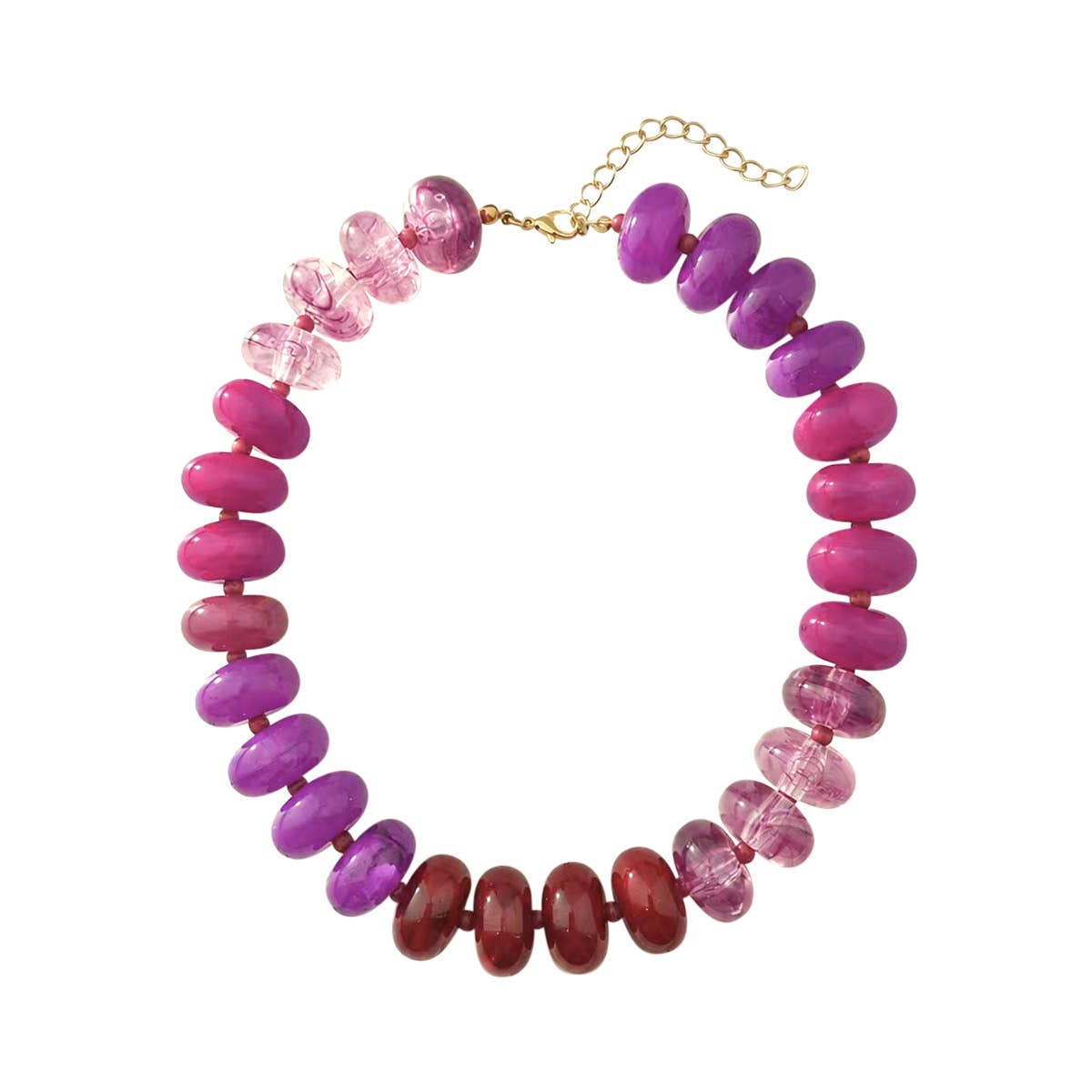 Carissa Chunky Beaded Necklace- Purple Pink Mix