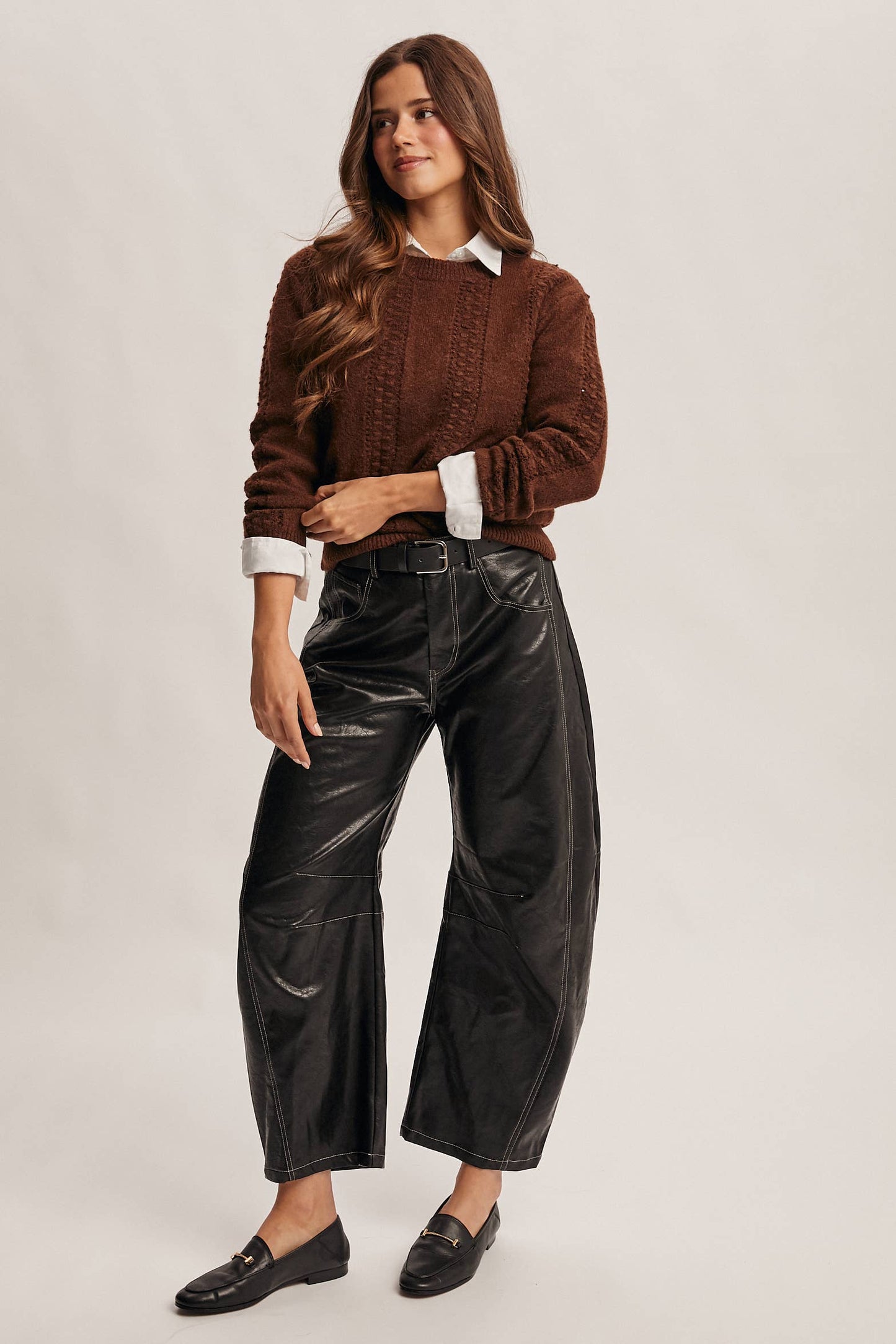 Faux Leather Barrel Pants