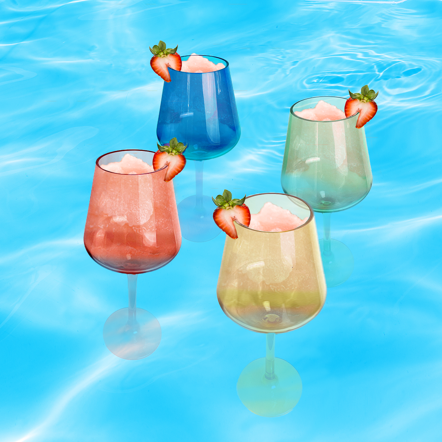 Floating Acrylic Plastic Stemmed Wine Glass - Tan Color