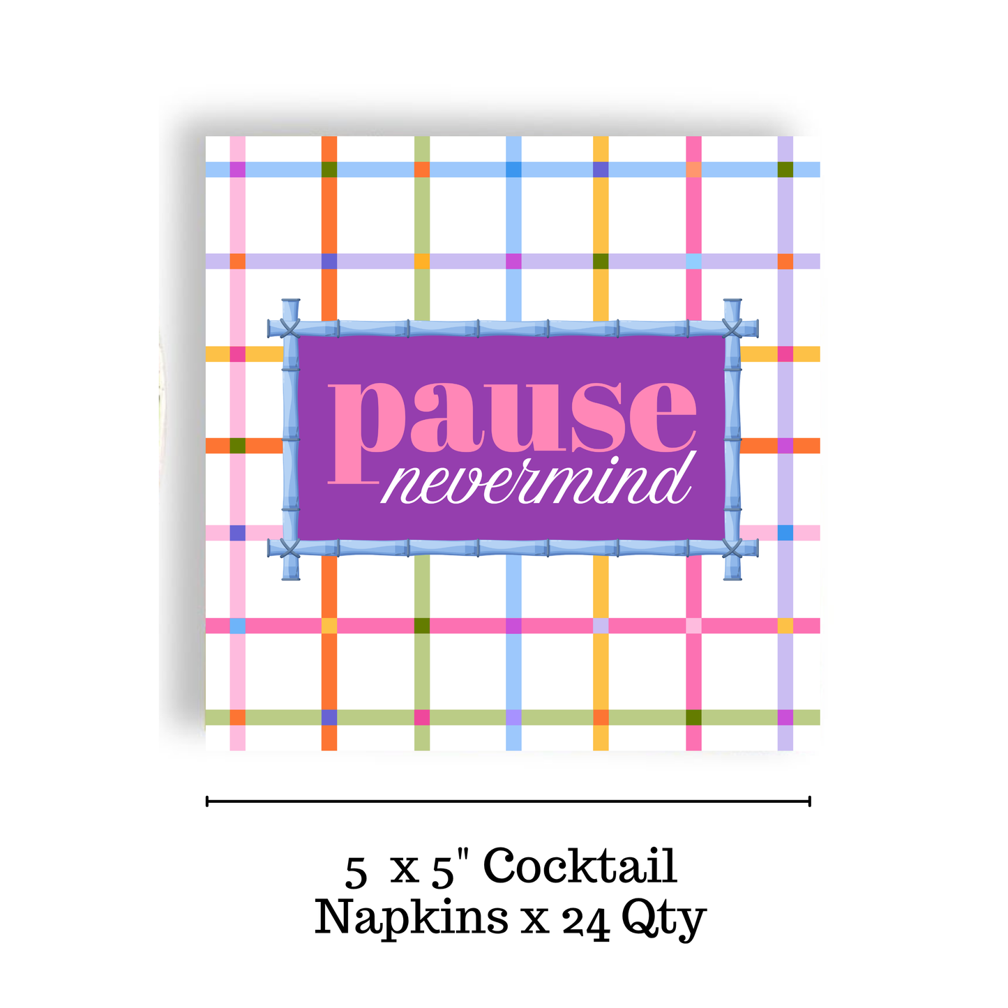 Mahjong "Pause Nevermind" 24ct Cocktail Napkins (3 ply)