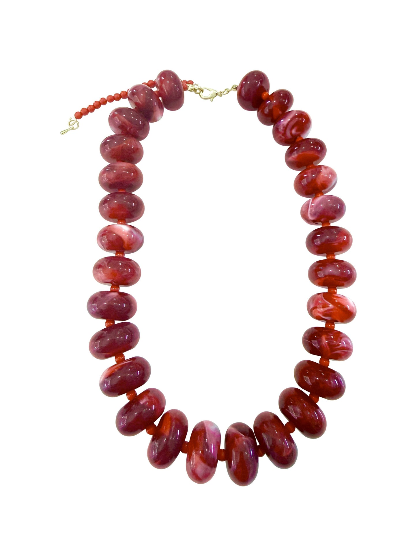 Marlan Chunky Beaded Necklace - Red