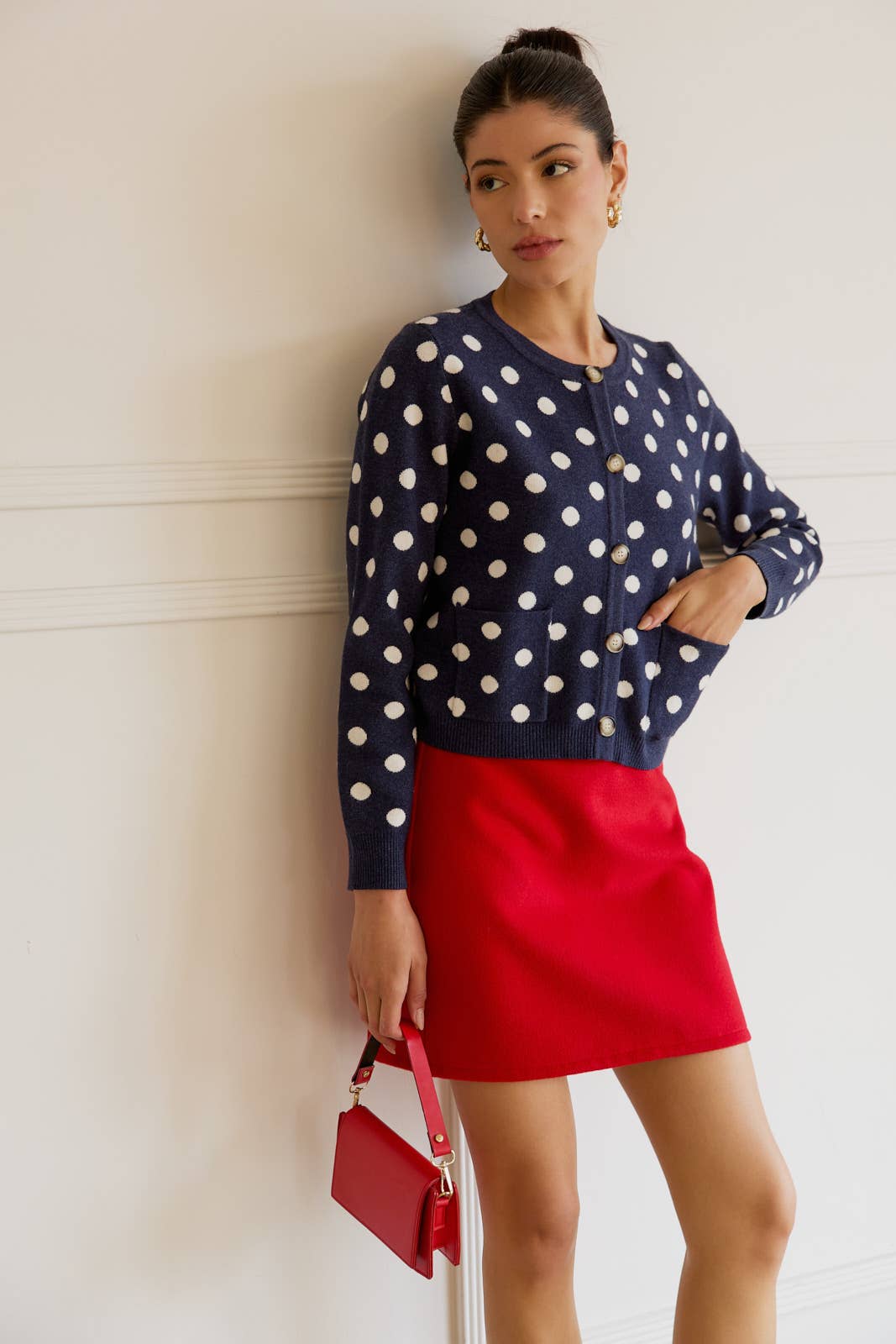 Polka Dot Knit Cardigan