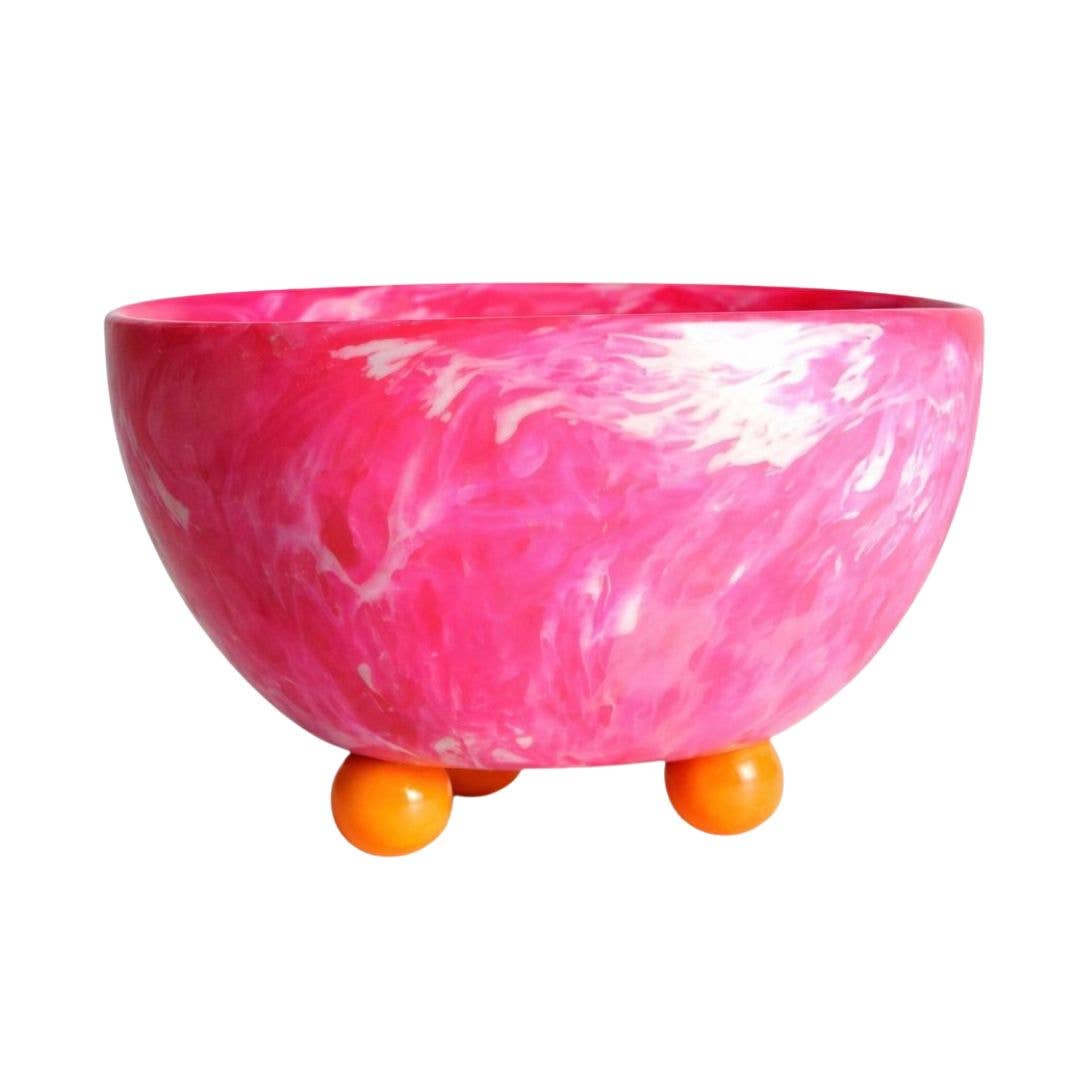 Pink Resin Footed Serving Bowl, SumnerEdit