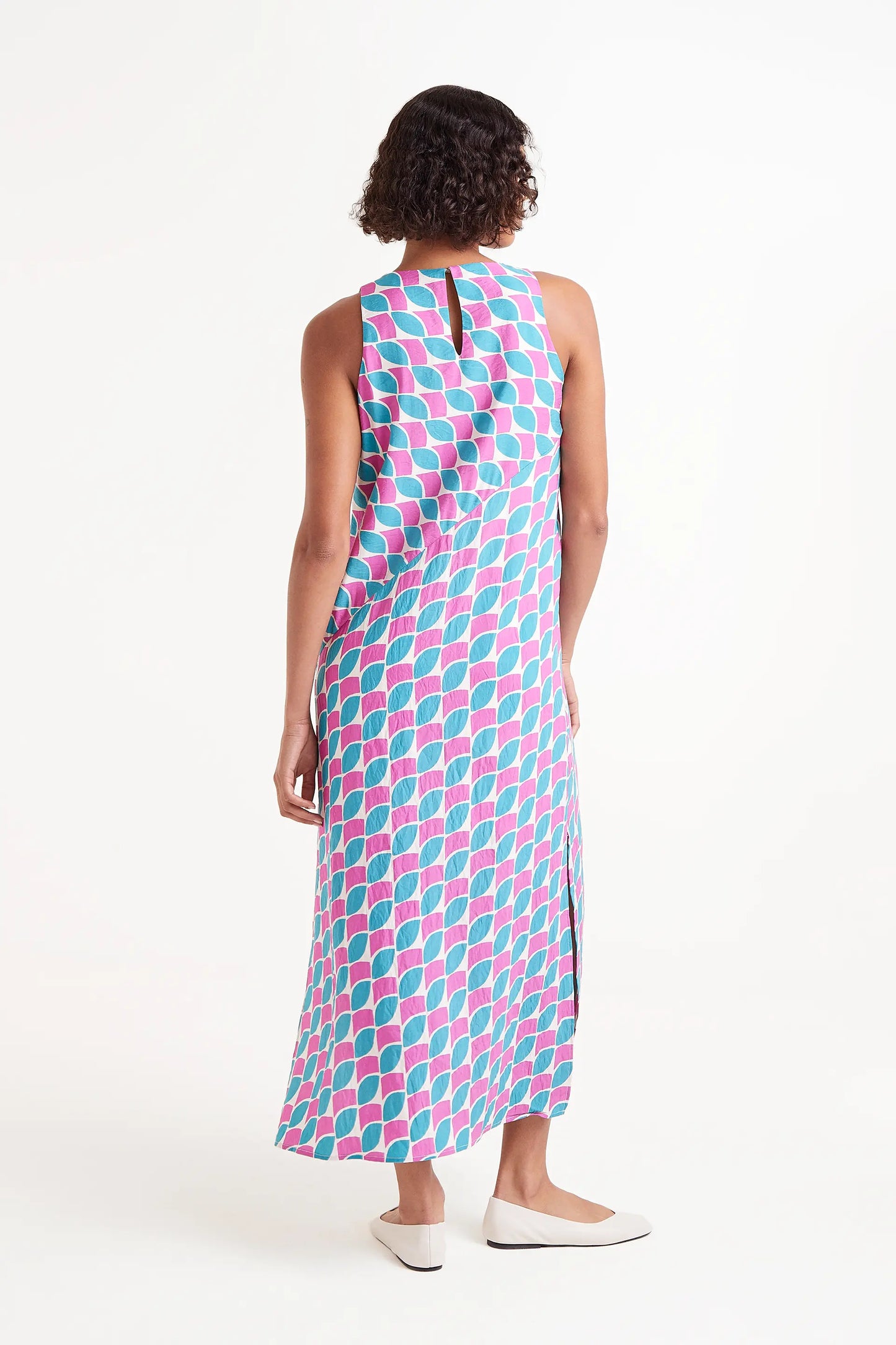 Feathers Crepe Midi Dress