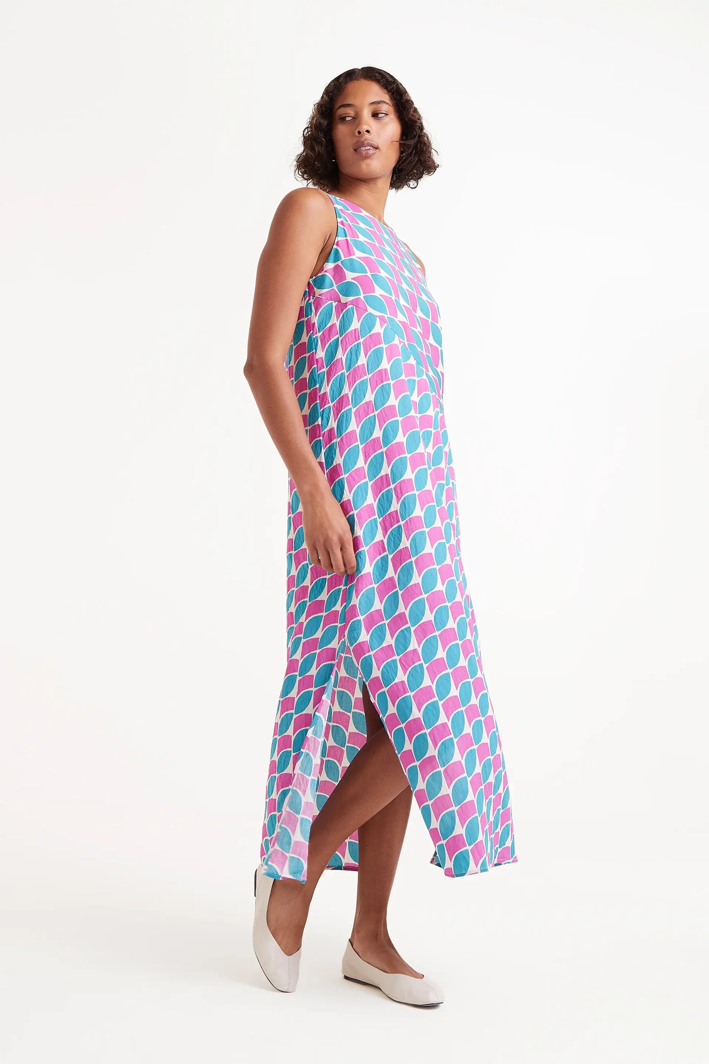 Feathers Crepe Midi Dress