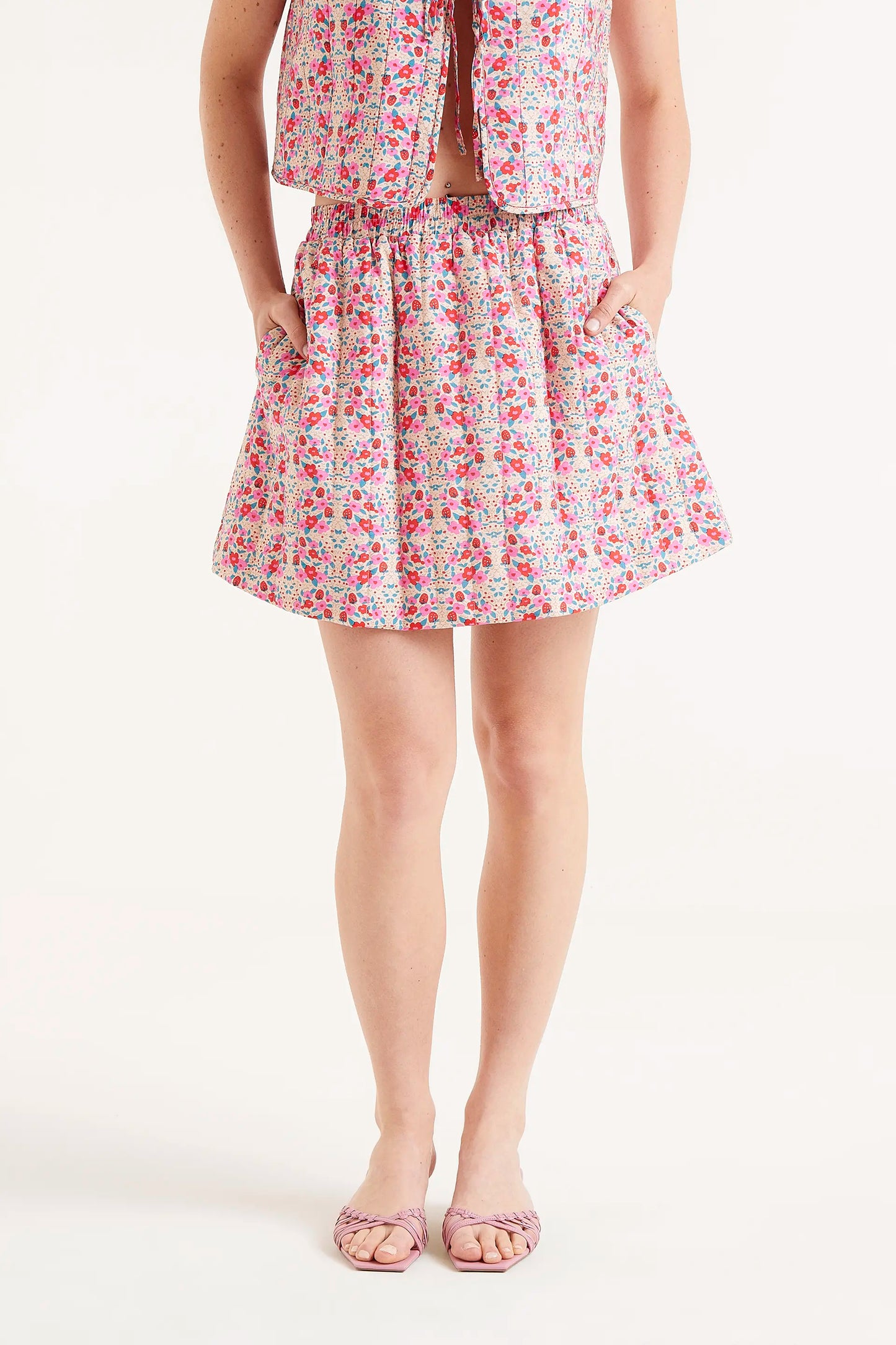 Quilted Mini Skirt in Sugar Floral