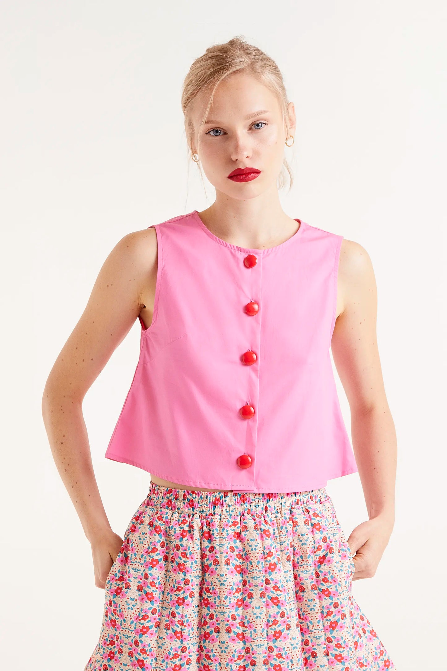 Cotton Poplin Sleeveless Top