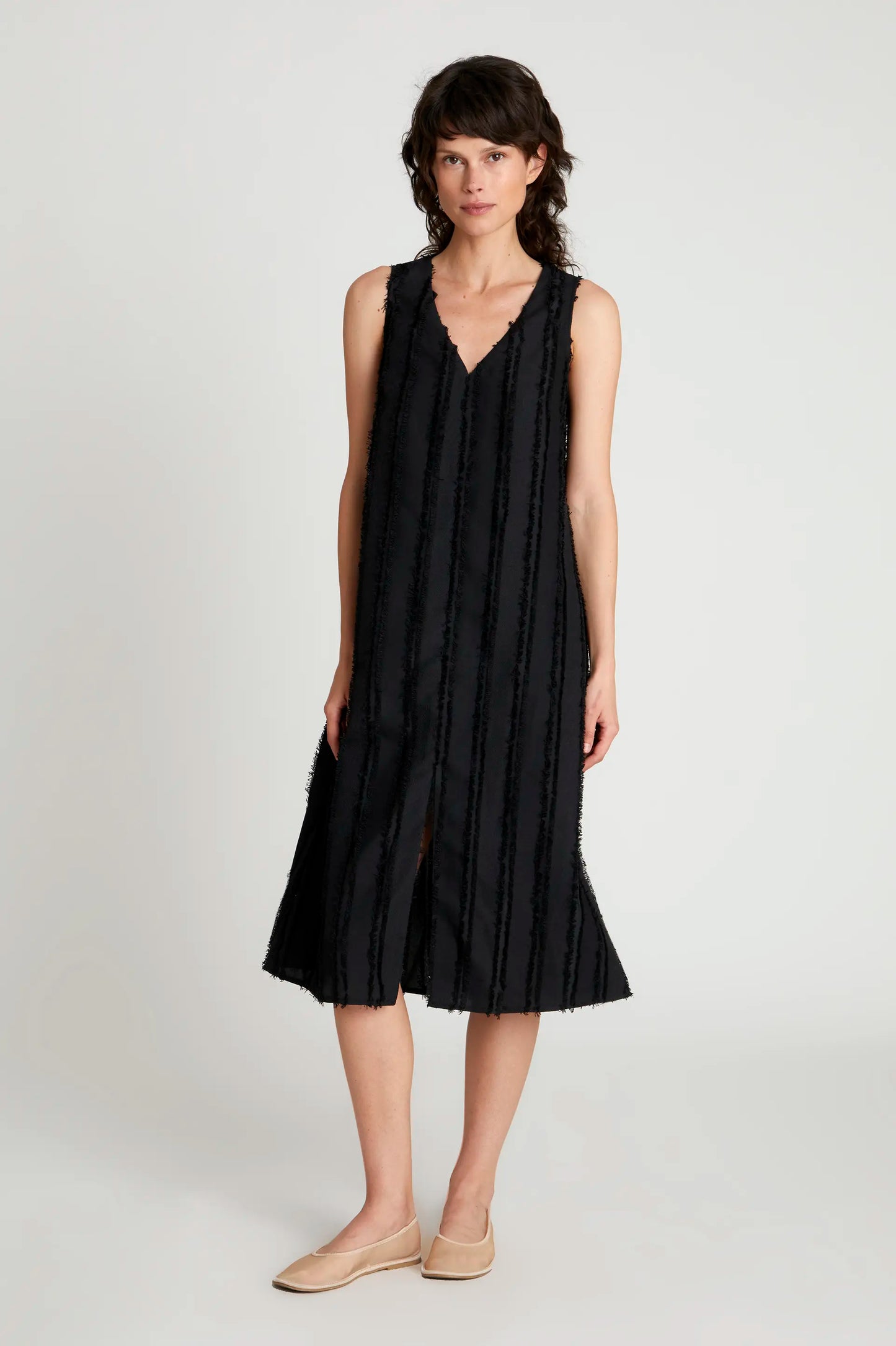 Black Textured Midi Dress