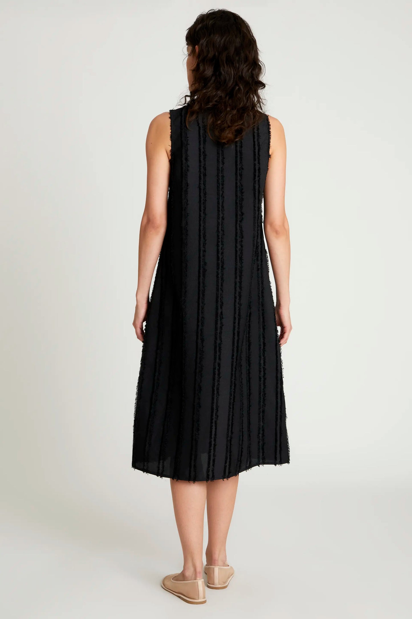 Black Textured Midi Dress
