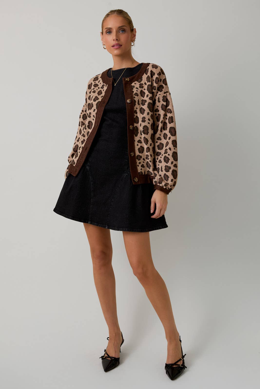 French Terry Animal Print Cardigan