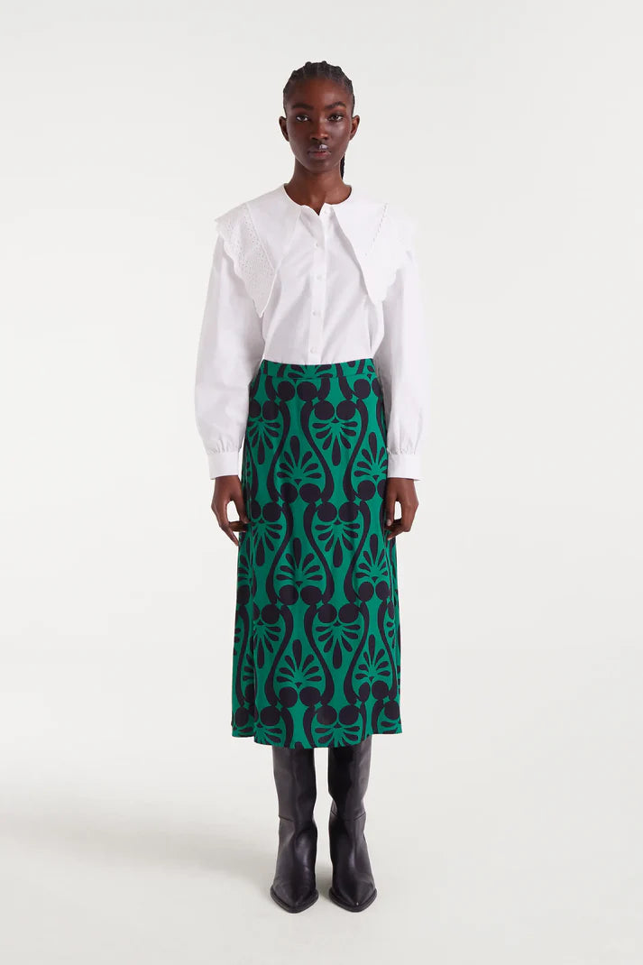 Lapel Blouse in White Eyelet