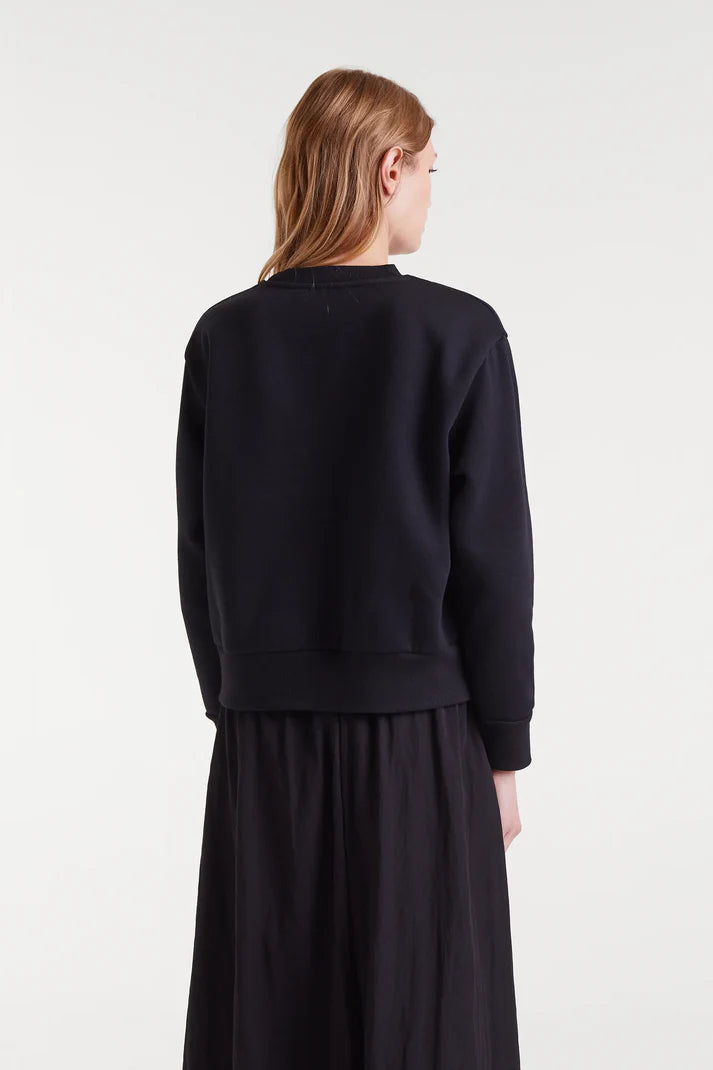 Jewel Neck & Bow Crewneck Sweatshirt