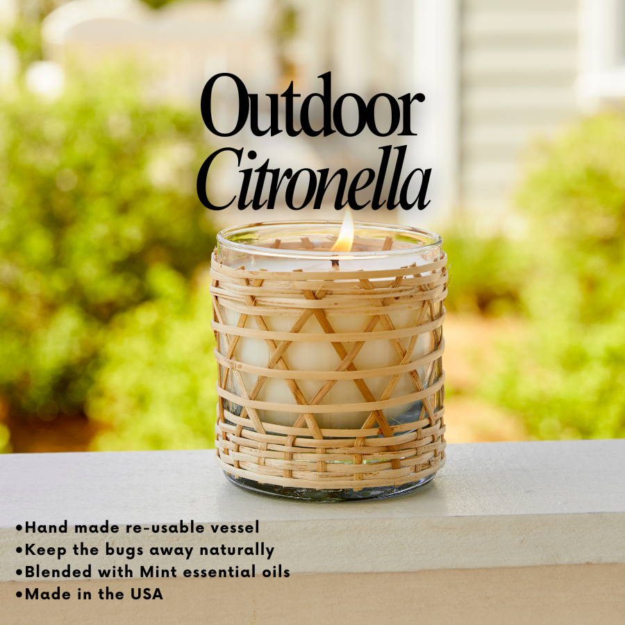 Citronella Seaside Candle In Bamboo Wrapped 7oz. Ctn.6