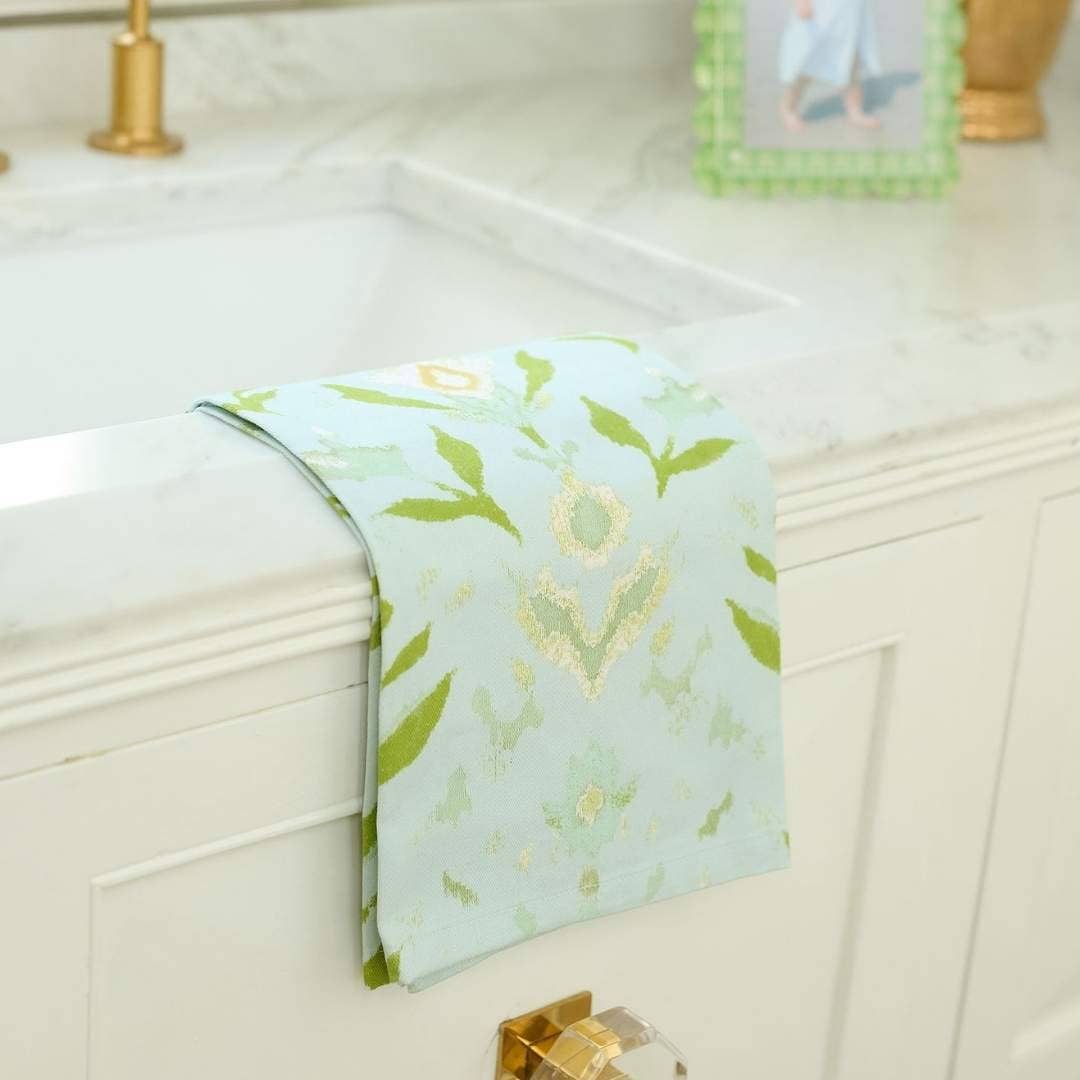 Petal Garden Aqua Tea Towel